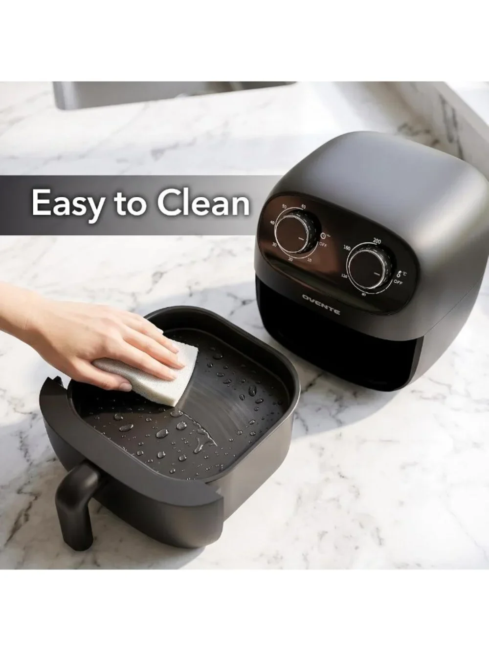 Compact 2 Qt Air Fryer for 1-2 People, 900W, Oil-Free, Adjustable Temp & Timer